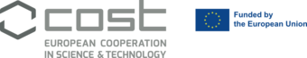 Logo of COST (European Cooperation in Science and Technology) on the left-hand side, accompanied by the EU logo saying “Funded by the European Union”